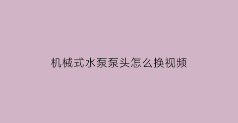 “机械式水泵泵头怎么换视频(机械泵怎么换油)