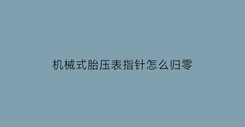 “机械式胎压表指针怎么归零(机械胎压表哪个牌子好)