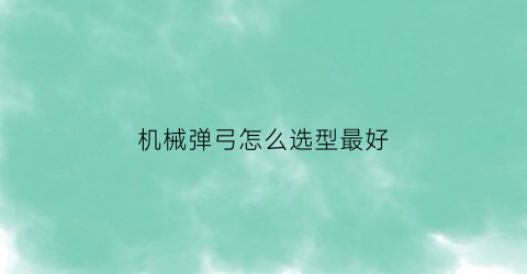 机械弹弓怎么选型最好