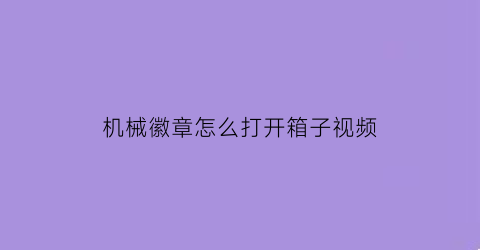 “机械徽章怎么打开箱子视频(徽章机器使用教程)