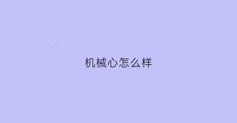 机械心怎么样