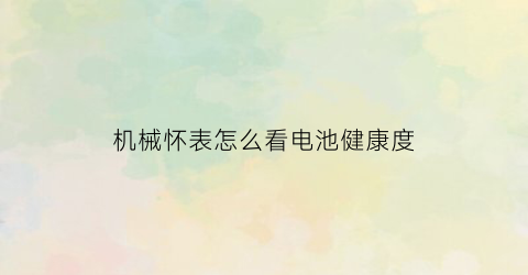 “机械怀表怎么看电池健康度(怀表机芯大全)