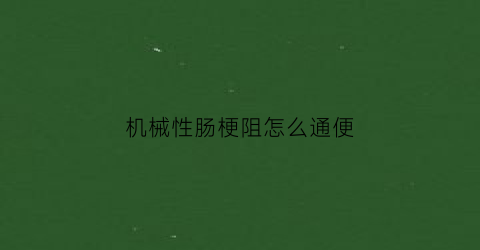 机械性肠梗阻怎么通便