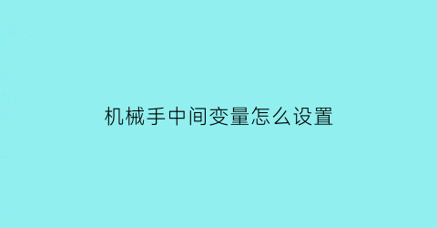 “机械手中间变量怎么设置(机械手的参数设置)