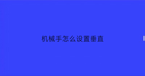 “机械手怎么设置垂直(机械手姿势1垂直后垂直1限断)