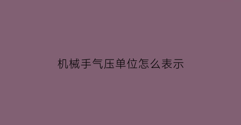 机械手气压单位怎么表示(机械手气压怎么调快慢)