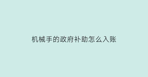 机械手的政府补助怎么入账(机械手企业)