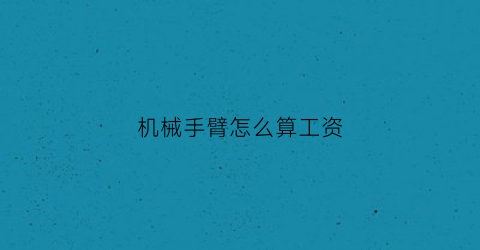 “机械手臂怎么算工资(机械手臂是什么样子)