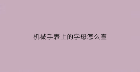 机械手表上的字母怎么查