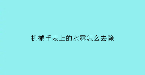 机械手表上的水雾怎么去除(机械手表上的水雾怎么去除掉)