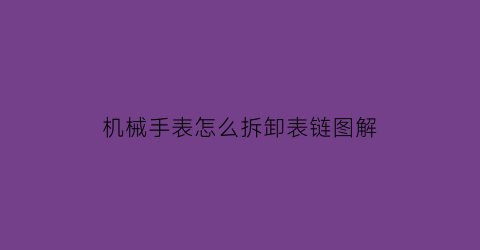 机械手表怎么拆卸表链图解