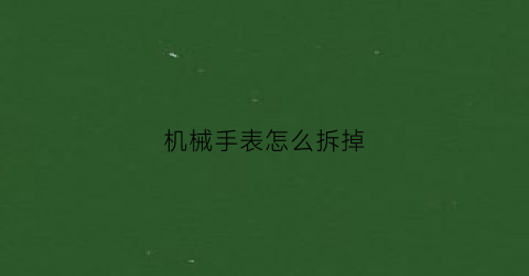 “机械手表怎么拆掉(机械手表怎么拆掉表带)