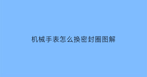 机械手表怎么换密封圈图解