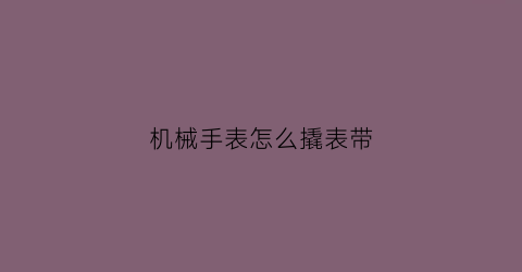 “机械手表怎么撬表带(机械表怎么撬开)