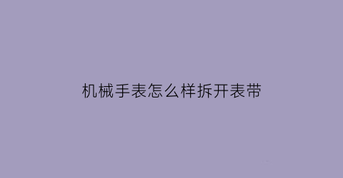 “机械手表怎么样拆开表带(机械手表怎么样拆开表带视频教程)