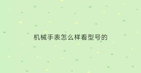 “机械手表怎么样看型号的(如何看机械手表)