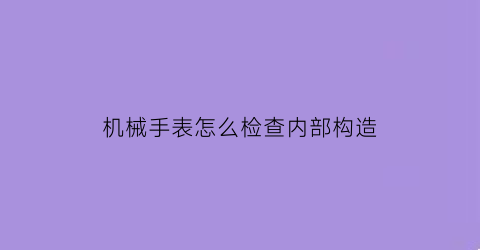 机械手表怎么检查内部构造(机械表的内部)