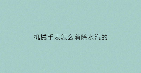 “机械手表怎么消除水汽的(机械表有水汽怎么办)