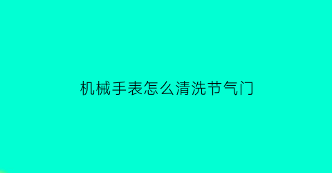 “机械手表怎么清洗节气门(机械表清洗需要多长时间)