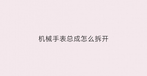 “机械手表总成怎么拆开(跟骨截骨外移是什么意思)