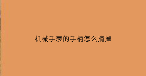 “机械手表的手柄怎么摘掉(机械手表的手柄怎么摘掉图解)