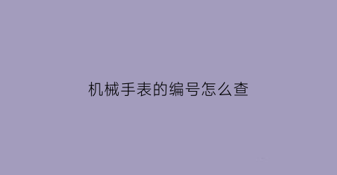 机械手表的编号怎么查