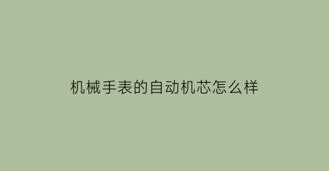 机械手表的自动机芯怎么样(表的自动机械机芯什么意思)