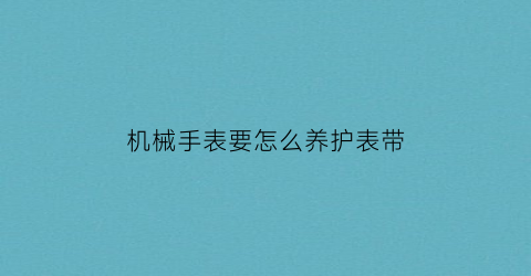 “机械手表要怎么养护表带(机械表带脏用什么清洗比较干净)