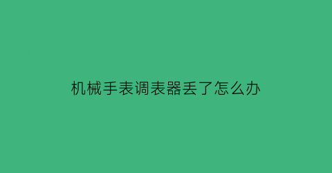 机械手表调表器丢了怎么办