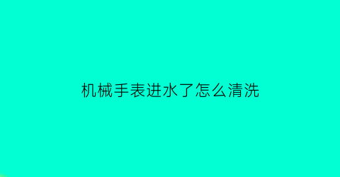 机械手表进水了怎么清洗(机械表进水处理)