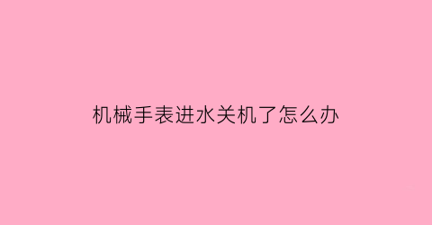 “机械手表进水关机了怎么办(手表进水会导致机芯损坏吗)