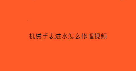 “机械手表进水怎么修理视频(机器手表进水怎么办)