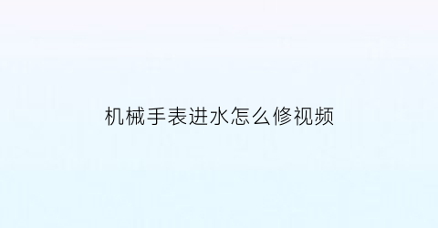 机械手表进水怎么修视频(机械表进水修理多少钱)