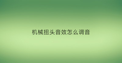 “机械扭头音效怎么调音(机械式扭角计的适用条件)