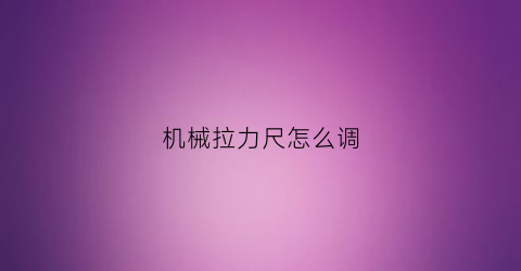 机械拉力尺怎么调(拉力尺怎么看)