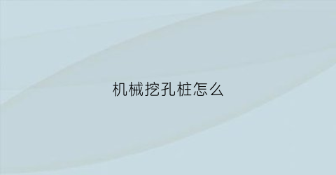 “机械挖孔桩怎么(机械挖孔桩怎么施工)