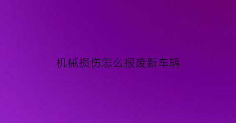 “机械损伤怎么报废新车辆(机械损坏是什么意思)