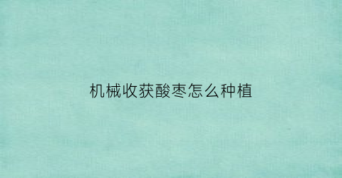 机械收获酸枣怎么种植