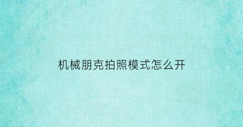 “机械朋克拍照模式怎么开(机械朋克拍照模式怎么开闪光灯)