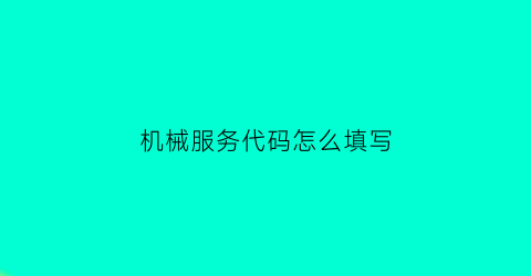 “机械服务代码怎么填写(机械服务开票编码怎么选)