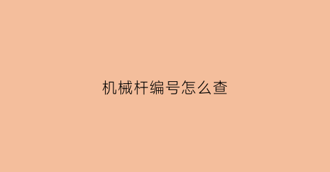 “机械杆编号怎么查(机械杆使用)