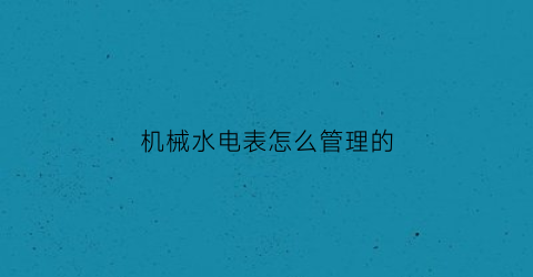 “机械水电表怎么管理的(机械式水表工作原理)