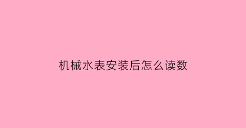 “机械水表安装后怎么读数(机械式水表测量原理)