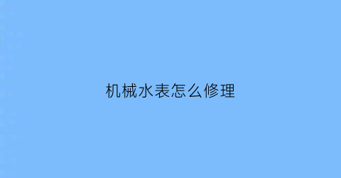 “机械水表怎么修理(水表机芯怎么安装)