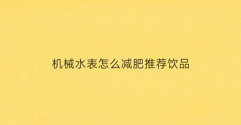 “机械水表怎么减肥推荐饮品(机械式水表怎么调)