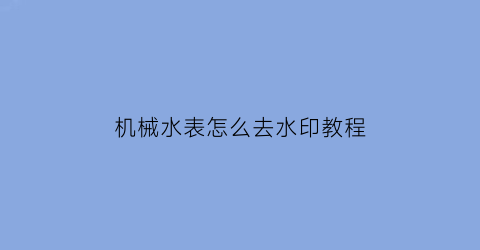 机械水表怎么去水印教程(机械式水表原理)