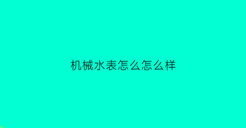 机械水表怎么怎么样(怎么把机械水表数字往回调)