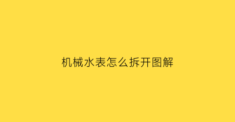 “机械水表怎么拆开图解(机械式水表工作原理)