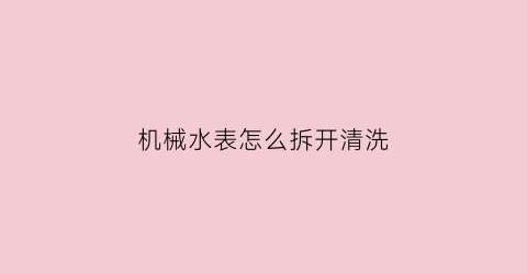 机械水表怎么拆开清洗