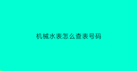 “机械水表怎么查表号码(怎么看机械水表)